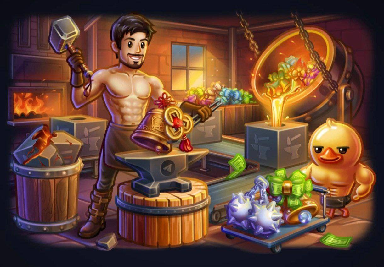 Официальный баннер крафта подарков в Telegram — колокольчик